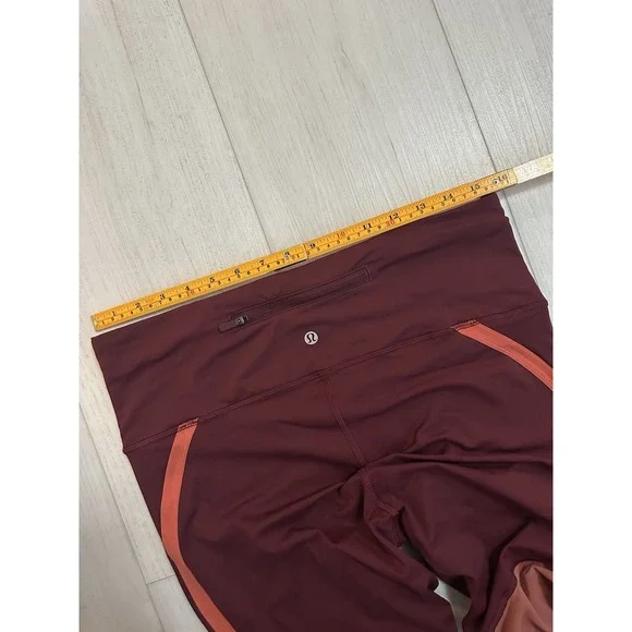 Lululemon Zip The Line Crop 23" Leggings Sz 12 Deep Ruby / Poppy Coral - Picture 11 of 12